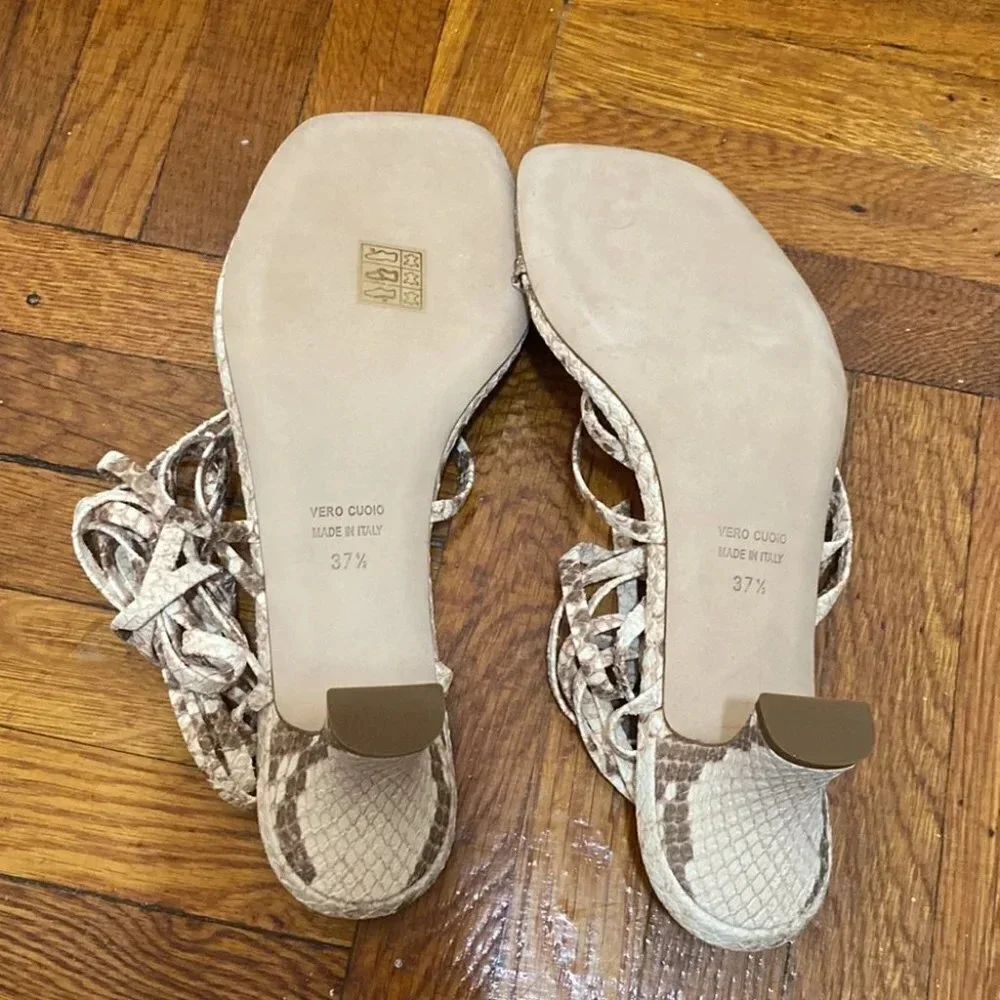 Paris Texas Faded Python Print Wrap Sandals Faded Natural Beige Size 37.5